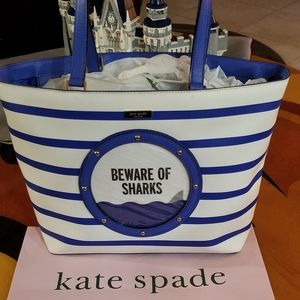 Kate Spade BEWARE OF SHARKS Tote Bag, Rare!!